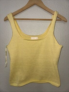 LC Lauren Conrad Pale Yellow Knit Square-Neck Tank
